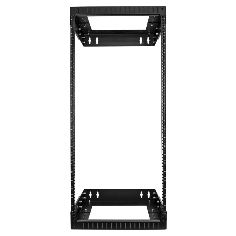 StarTech.com Rack de rede de parede 24U 19 polegadas – Profundidade ajustável 12–20 polegadas rack de servidor open-frame de 2 postes para AV/dados/IT/comunicações/equipamento informático/switch com porcas gaiola e parafusos