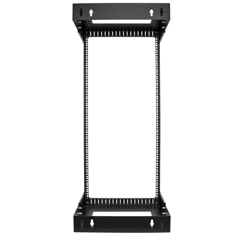 StarTech.com Rack de rede de parede 24U 19 polegadas – Profundidade ajustável 12–20 polegadas rack de servidor open-frame de 2 postes para AV/dados/IT/comunicações/equipamento informático/switch com porcas gaiola e parafusos