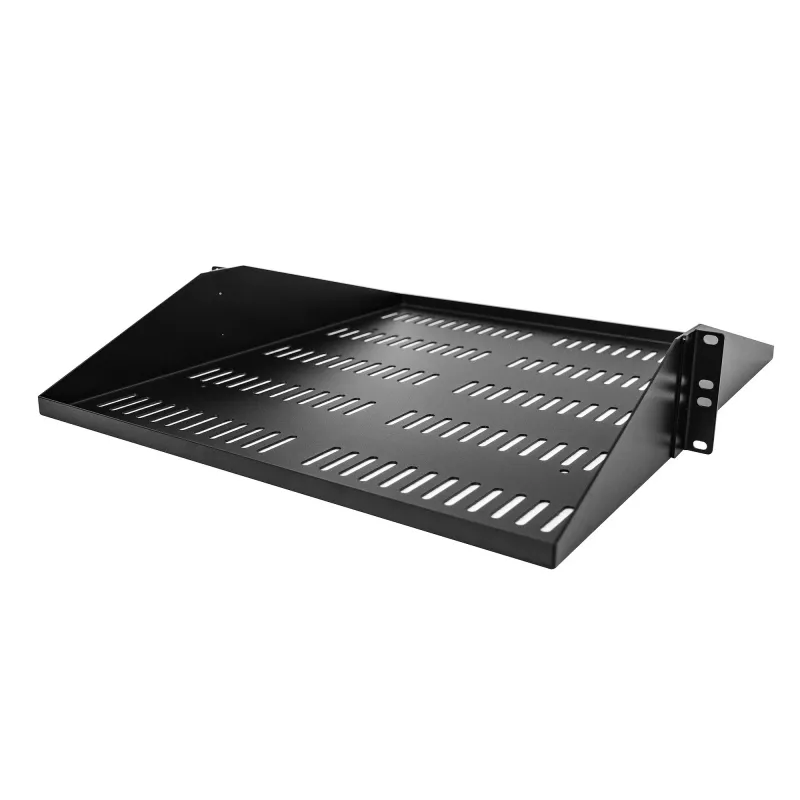 StarTech.com Prateleira de rack de servidor 2U, montagem central, tabuleiro cantilever rackmount ventilado universal para rack de rede de 19 polegadas, aço robusto, capacidade de 91 kg, 50,8 cm de profundidade, preto