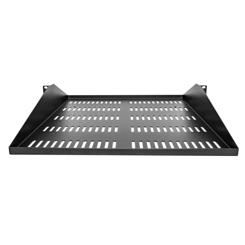 StarTech.com Prateleira de rack de servidor 2U, montagem central, tabuleiro cantilever rackmount ventilado universal para rack de rede de 19 polegadas, aço robusto, capacidade de 91 kg, 50,8 cm de profundidade, preto