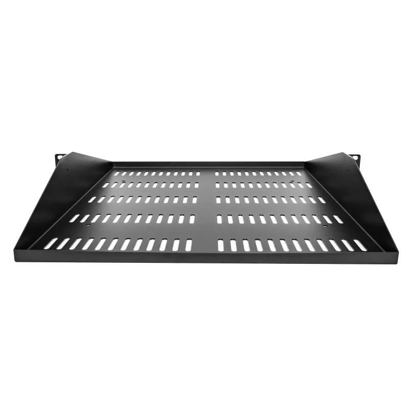 StarTech.com Prateleira de rack de servidor 2U, montagem central, tabuleiro cantilever rackmount ventilado universal para rack de rede de 19 polegadas, aço robusto, capacidade de 91 kg, 50,8 cm de profundidade, preto