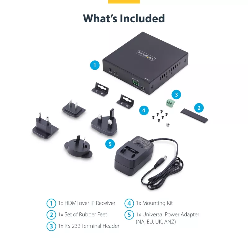StarTech.com Recetor HDMI sobre rede IP para a série de produtos IH2006, 4K 60Hz, sem drivers, AVoIP, incl. kit de montagem, apenas recetor