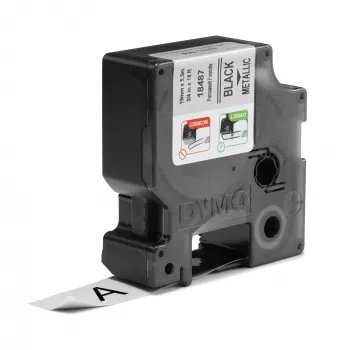 DYMO Rhino Industrial Etiquetas de poliéster permanentes | 19 mm x 5,5 m | impressão preta sobre metálico | autoadesivas | para máquinas de etiquetas Rhino e LabelManager