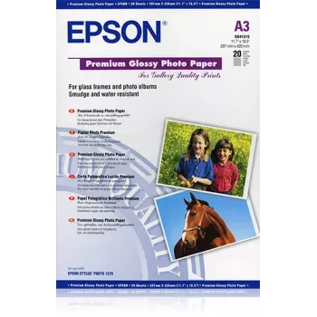 Papel fotográfico brilhante premium Epson, DIN A3, 255 g/m², 20 folhas