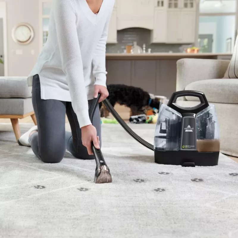 Máquina de limpeza de tapetes Bissell SpotClean Pet Plus húmido e seco preto, transparente