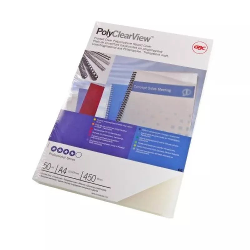 Capa de encadernação GBC Poly Clear View A4 350 mícron translúcida, A4, policloreto de vinilo (PVC), transparente, mate, 0,35 mm, 210 mm