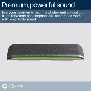Speakerphone HP Poly Sync 60 certificado Microsoft Teams, prateado, RoHS, Federal Communications Commission (FCC), CE, 37 mm, 116 mm, 394 mm, 1 kg