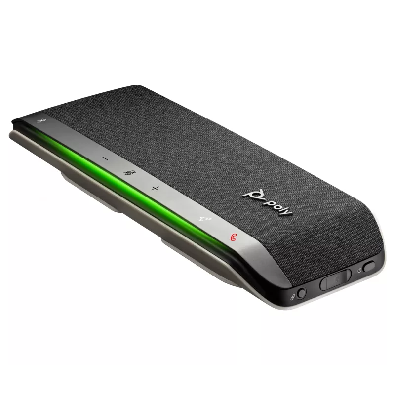 Speakerphone HP Poly Sync 40 USB-A USB-C, prateado, Windows 10, Windows 11, MacOS, 30 h, RoHS, Federal Communications Commission (FCC), CE, 38 mm