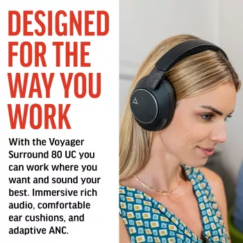 Headset HP Poly Voyager Surround 80 UC USB-C + adaptador USB-C/A