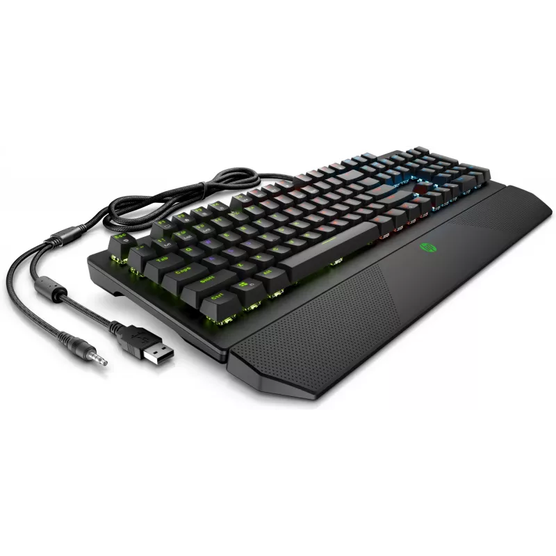 HP Pavilion Gaming teclado 800, tamanho completo (100%), com fios, USB, mecânico, preto