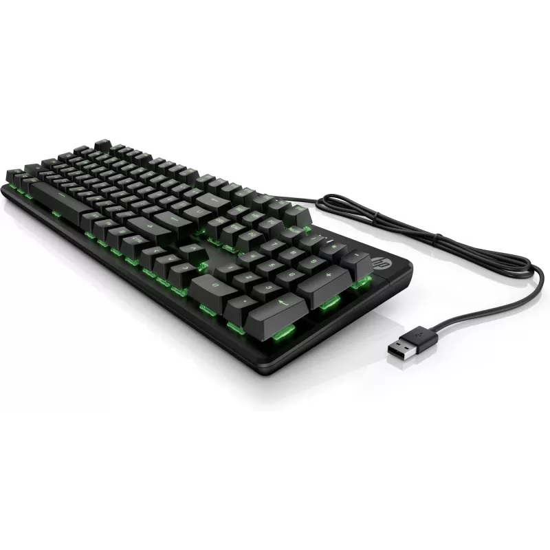 HP Pavilion Gaming teclado 550, tamanho completo (100%), com fios, USB, LED, preto