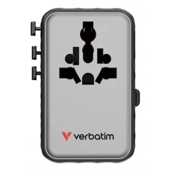 Verbatim Charge 'n' Travel 100W Adaptador de viagem universal com cabo retrátil Preto