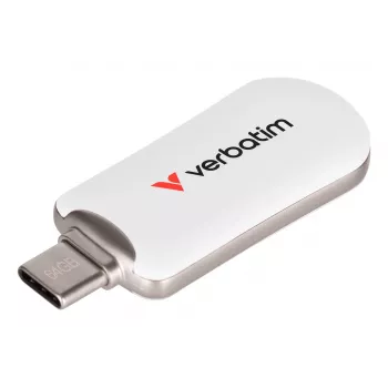 Verbatim Plectra Pen drive USB-C Branco 64 GB, 64 GB, USB Type-C, 3.2 Gen 1 (3.1 Gen 1), 100 MB/s, sem tampa, branco