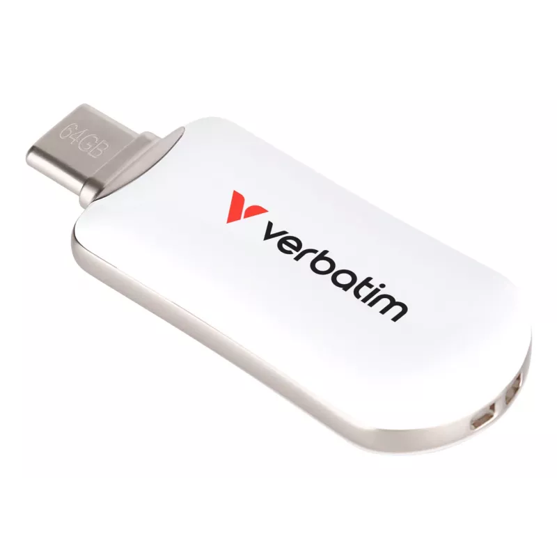 Verbatim Plectra Pen drive USB-C Branco 64 GB, 64 GB, USB Type-C, 3.2 Gen 1 (3.1 Gen 1), 100 MB/s, sem tampa, branco