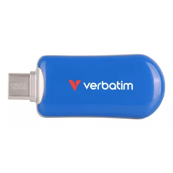 Pen drive USB-C Verbatim Plectra azul 128GB, 128 GB, USB Type-C, 3.2 Gen 1 (3.1 Gen 1), 100 MB/s, sem tampa, azul