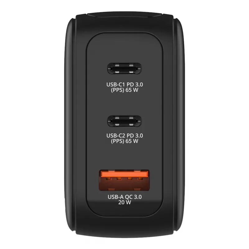 Carregador Verbatim Mini GaN 65W com visor, interior, AC, 20 V, preto
