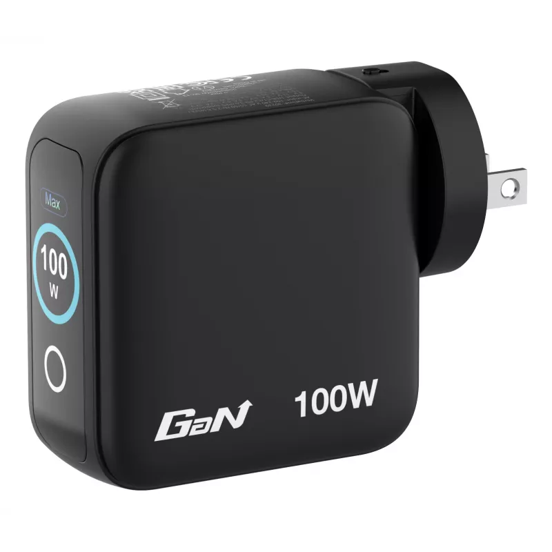 Carregador Verbatim Mini GaN 100W com visor, interior, AC, 20 V, preto