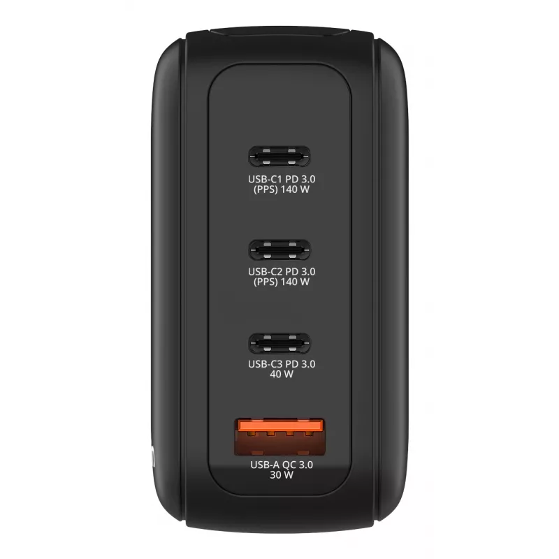 Carregador Verbatim Mini GaN 140W com visor, interior, AC, 28 V, preto