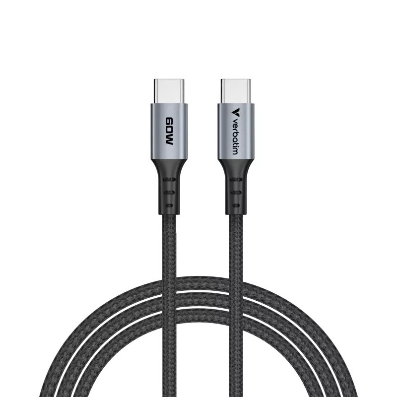 Cabo Verbatim Sync & Charge – 60W USB-C para USB-C 120 cm, 1,2 m, USB C, USB C, USB 2.0, 0,48 Gbit/s, preto