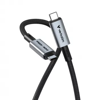 Cabo Verbatim Sync & Charge USB C para USB C 240W 40 Gbit/s 120 cm, 1,2 m, USB C, USB C, USB4 Gen 2x2, 40 Gbit/s, preto