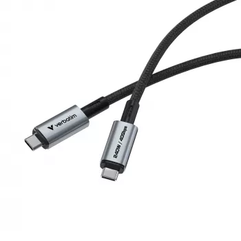 Cabo Verbatim Sync & Charge USB C para USB C 240W 40 Gbit/s 120 cm, 1,2 m, USB C, USB C, USB4 Gen 2x2, 40 Gbit/s, preto