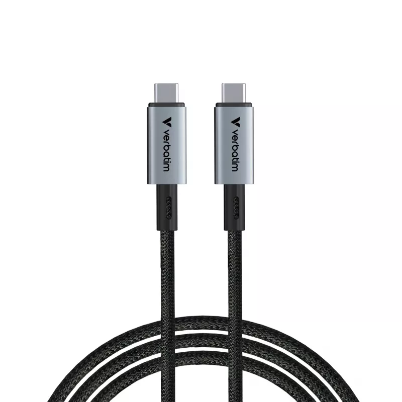 Cabo Verbatim Sync & Charge USB C para USB C 240W 40 Gbit/s 120 cm, 1,2 m, USB C, USB C, USB4 Gen 2x2, 40 Gbit/s, preto