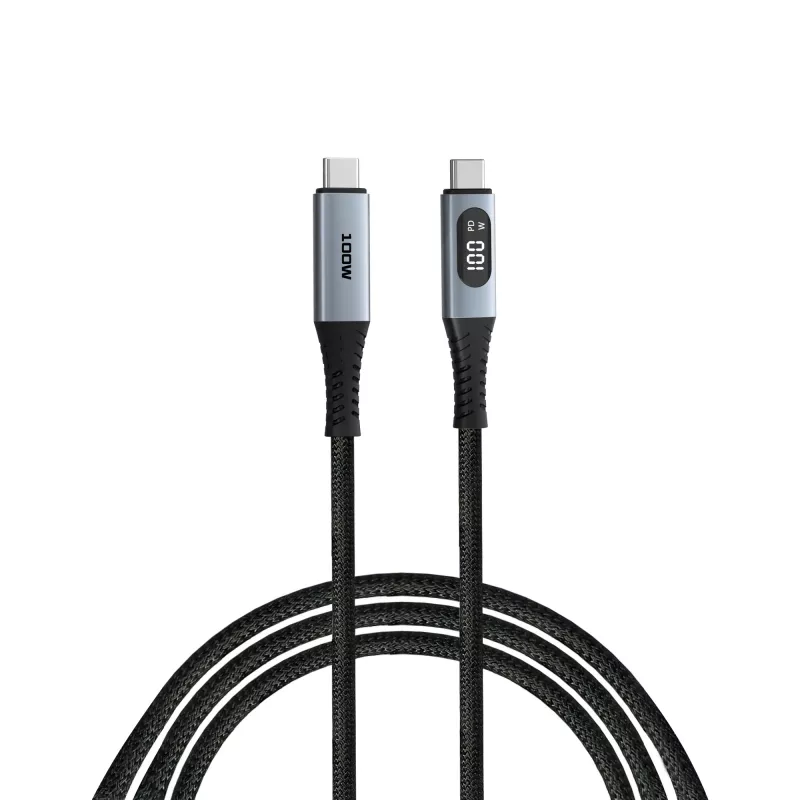 Cabo Verbatim Sync & Charge USB C para USB C 100W com ecrã 120 cm, 1,2 m, USB C, USB C, USB 2.0, 0,48 Gbit/s, preto