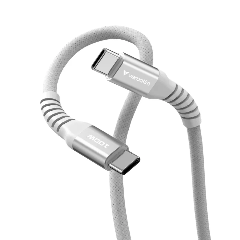 Cabo magnético Verbatim Sync & Charge - 100W USB-C para USB-C 120 cm cinzento