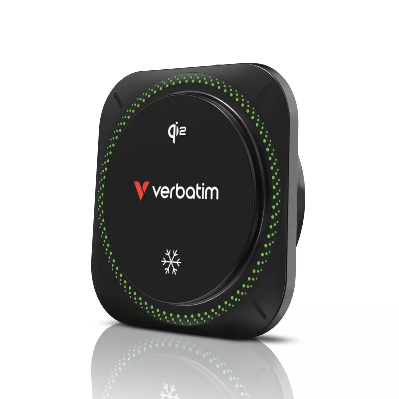 Carregador de automóvel sem fios magnético Verbatim Charge 'n' Drive Qi2 RGB