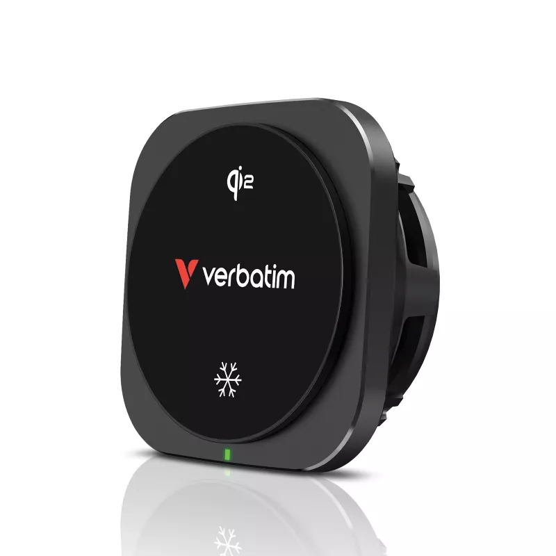 Carregador de automóvel sem fios magnético Verbatim Charge 'n' Drive Qi2, automóvel, USB, carregamento sem fios, 1 m, preto