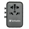 Adaptador de viagem universal Verbatim UTA-05 65W GaN III com 2 x USB-C PD e QC 4+ e 2 x portas USB-A