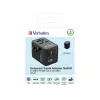 Adaptador de viagem universal Verbatim UTA-05 65W GaN III com 2 x USB-C PD e QC 4+ e 2 x portas USB-A