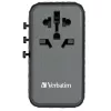 Adaptador de viagem universal Verbatim UTA-06 100W GaN III com 2 x USB-C PD e QC 4+ e 2 x portas USB-A QC 3.0