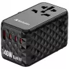 Adaptador de viagem universal Verbatim UTA-10 140W GaN III com 2 x USB-C PD 3.1 e QC 4+, 1 x USB-C PD 3.0 e 1 x porta USB-A QC 3.0