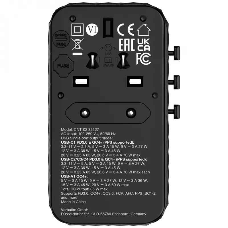 Cabo retrátil Verbatim Charge 'n' Travel Diamond 85W CNT-02
