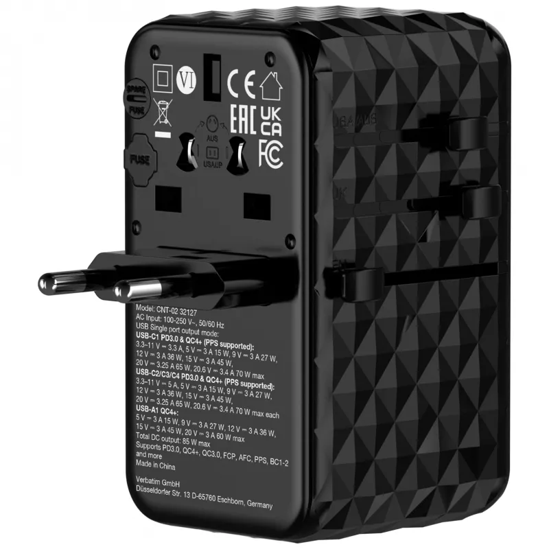 Cabo retrátil Verbatim Charge 'n' Travel Diamond 85W CNT-02