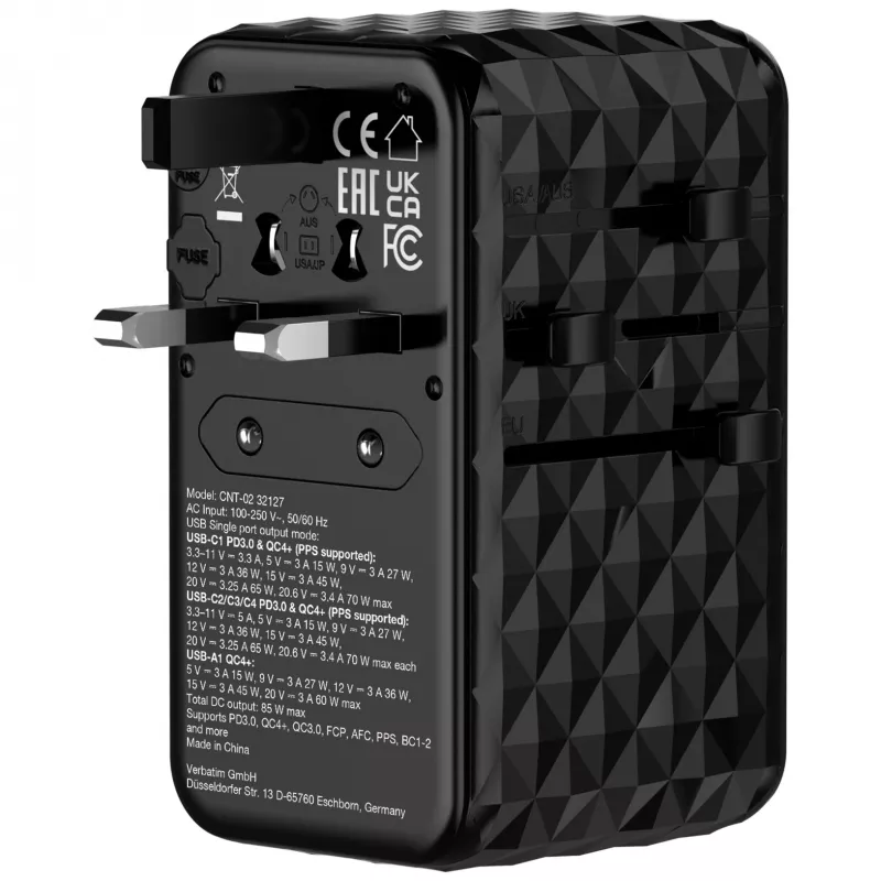 Cabo retrátil Verbatim Charge 'n' Travel Diamond 85W CNT-02
