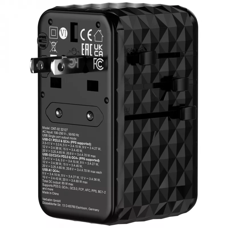 Cabo retrátil Verbatim Charge 'n' Travel Diamond 85W CNT-02