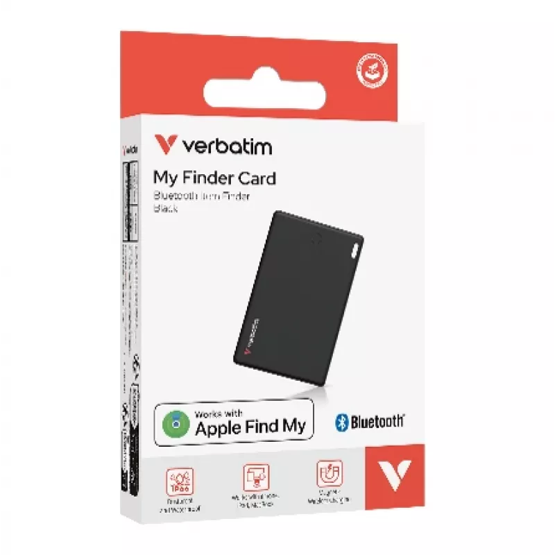 Localizador de objetos Bluetooth Verbatim My Finder Card 1 unid. preto, pessoal, localizador, preto, resistente ao pó, à prova de água, IP66, 1440 h