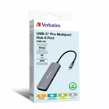 Verbatim CMH-08 USB Type-C 5000 Mbit/s prateado