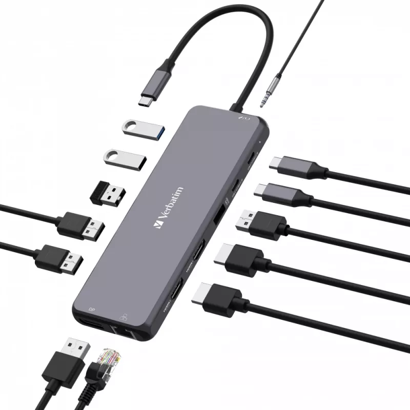 Hub Verbatim CMH-13 USB Type-C 10000 Mbit/s prateado