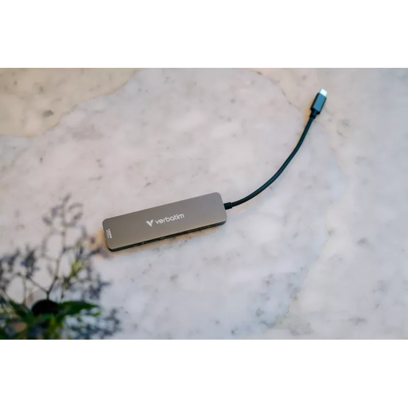 Hub multiportas Verbatim USB-C Essentials 6 portas: HDMI, USB-C PD, USB-A 3.2 Gen 1, USB-A, SD e microSD