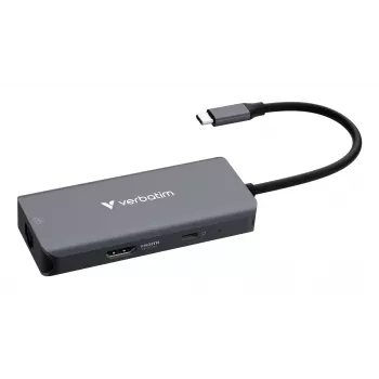 Hub multiportas Verbatim USB-C Essentials 6 portas: RJ45, HDMI, USB-C PD, 3 x USB-A 3.2 Gen 1
