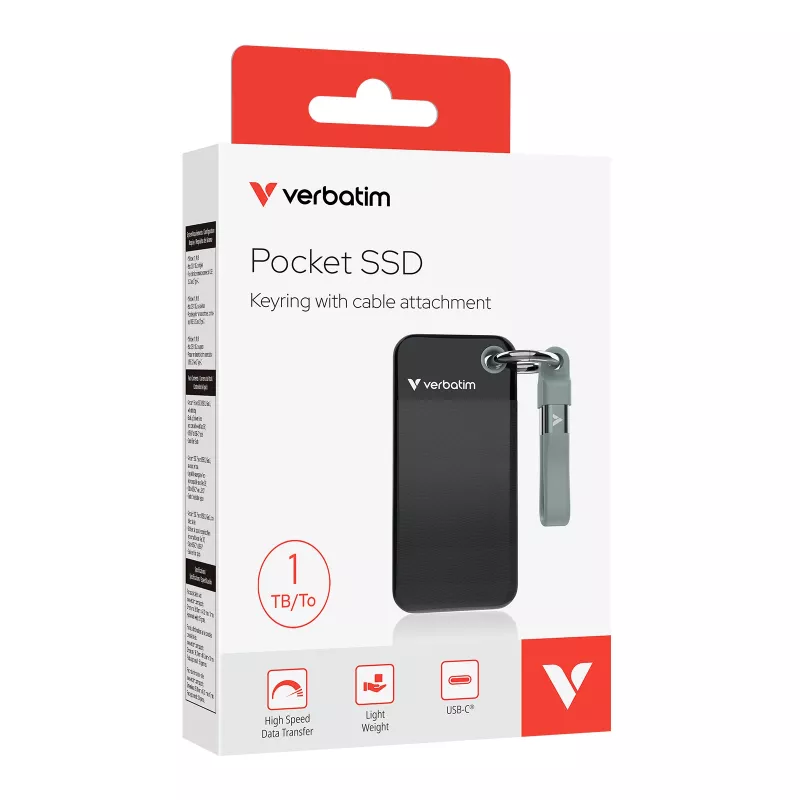 Verbatim Pocket SSD USB 3.2 Gen 2 1 TB Preto/Cinzento