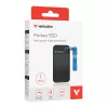 Verbatim Pocket SSD USB 3.2 Gen 2 1 TB Preto/Azul, 1 TB, USB Type-C, 3.2 Gen 2 (3.1 Gen 2), 1000 MB/s, 10 Gbit/s, Preto, Azul