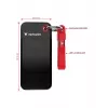 Verbatim Pocket SSD USB 3.2 Gen 2 1 TB Preto/Vermelho, 1 TB, USB Type-C, 3.2 Gen 2 (3.1 Gen 2), 1000 MB/s, 10 Gbit/s, Preto, Vermelho