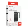 Verbatim Pocket SSD USB 3.2 Gen 2 2TB Preto/Cinzento, 2 TB, USB Type-C, 3.2 Gen 2 (3.1 Gen 2), 1000 MB/s, 10 Gbit/s, Preto, Cinzento