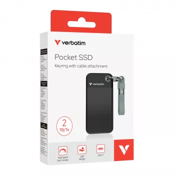 Verbatim Pocket SSD USB 3.2 Gen 2 2TB Preto/Cinzento, 2 TB, USB Type-C, 3.2 Gen 2 (3.1 Gen 2), 1000 MB/s, 10 Gbit/s, Preto, Cinzento