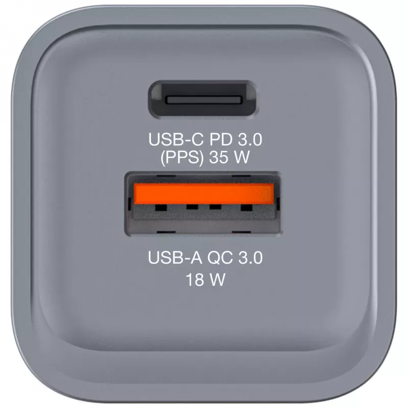 Verbatim GNC-35 Carregador GaN 35W com 1 x USB-C PD 35W / 1 x USB-A QC 3.0 (EU/UK/US)