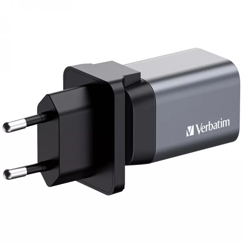 Verbatim GNC-35 Carregador GaN 35W com 1 x USB-C PD 35W / 1 x USB-A QC 3.0 (EU/UK/US)